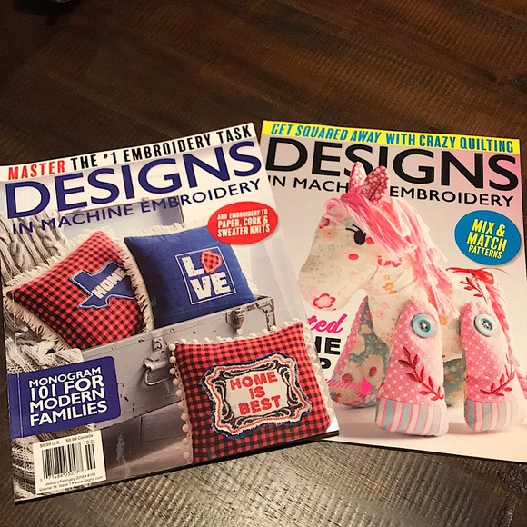 Designs in Machine Embroidery Other - 2 DESIGNS IN MACHINE Embroidery Magazines